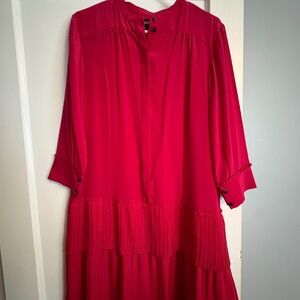 Thakoon Tiered Pleated Silk Cocktail Dress Pink Size 6